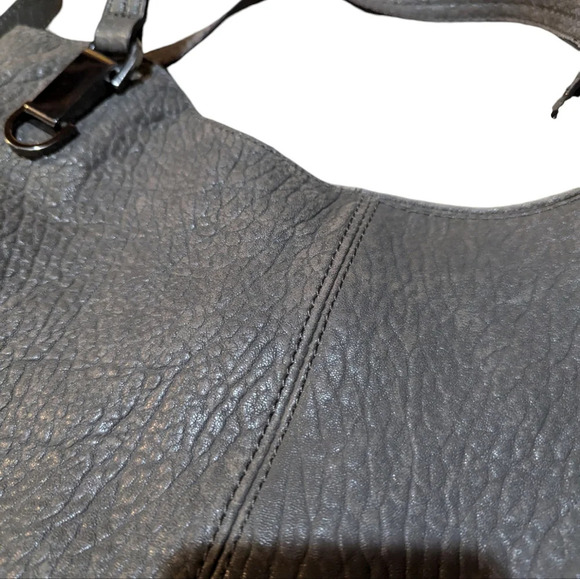 Vince Camuto Myri Tote Shoulder Bag Purse Leather Steel Grey Grunge Buttery Soft - Picture 4 of 10